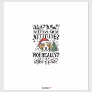 Sticker Chien drôle de Noël Attitude Gravure vintage Shi