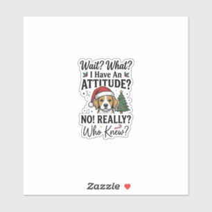 Sticker Chien drôle de Noël Attitude Gravure vintage Shi