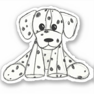Sticker Chien en dalmate dessin simple noir