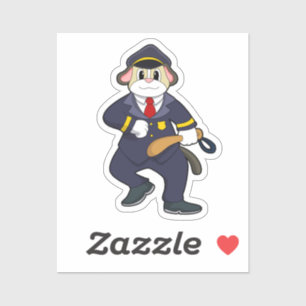 Sticker Chien en policier avec uniforme de police