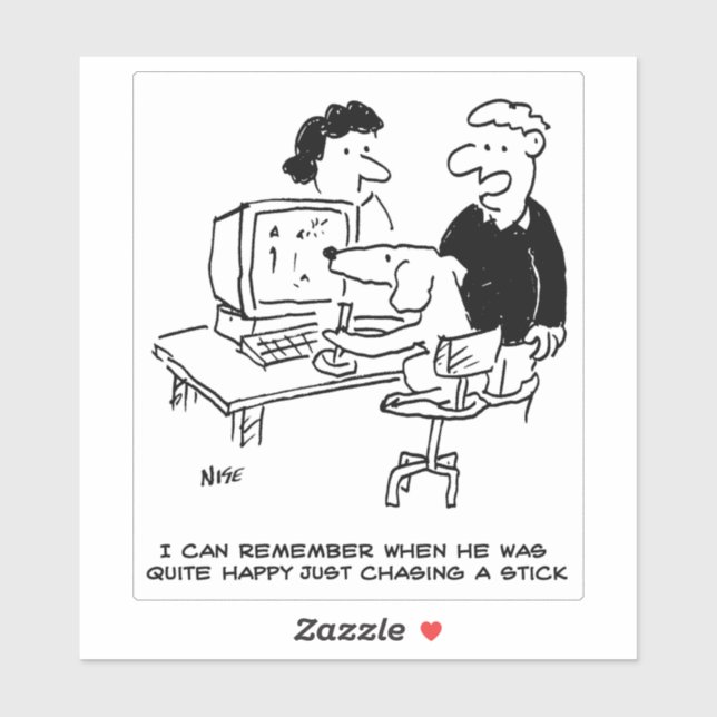 Sticker Chien est en train de jouer à des jeux d'ordinateu (Feuille)