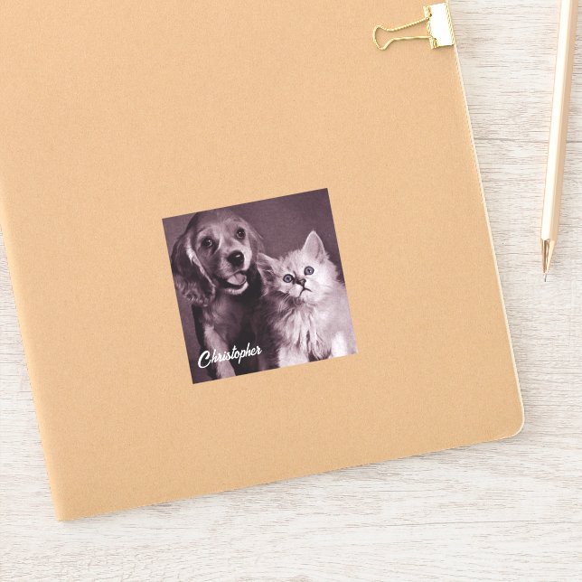 Sticker Chien et Chat, Recherche Personnalisée (Carnet)