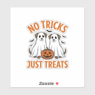 Sticker Chien fantôme drôle Halloween pas de farces juste