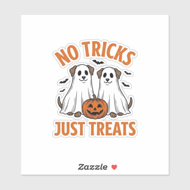 Sticker Chien fantôme drôle Halloween pas de farces juste  (Feuille)