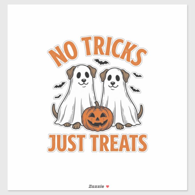 Sticker Chien fantôme drôle Halloween pas de tours juste d (Feuille)
