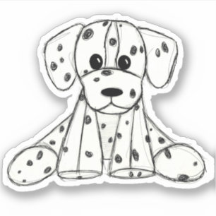 Sticker Chien farci de Dalmatie dessiné en noir simple