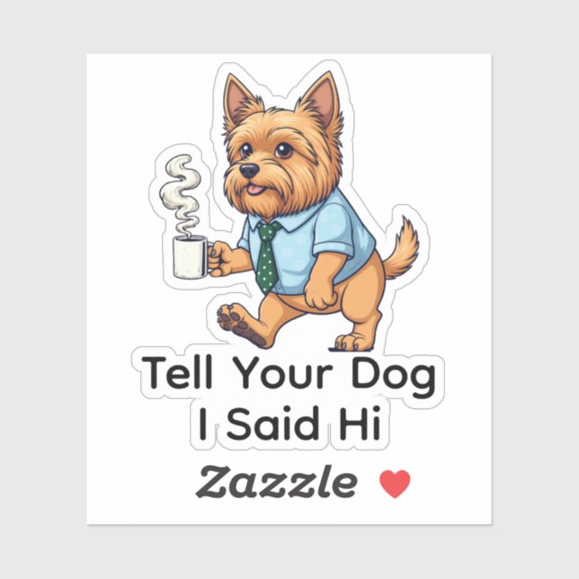 Sticker Chien Funny Yorkshire Terrier Costume D'affaires C (Feuille)
