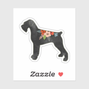 Sticker Chien géant Schnauzer NC Boho Floral Silhouette
