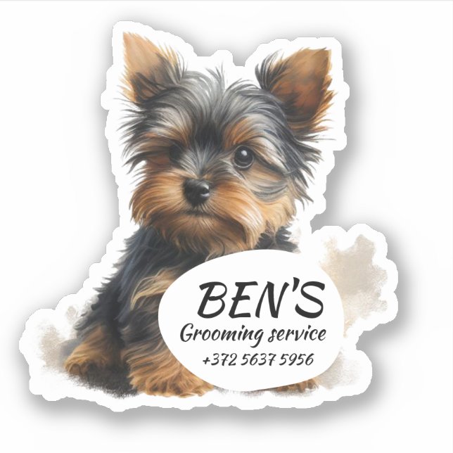 Sticker Chien Groomer Service Parfumé Mignonne Marionnette (Devant)