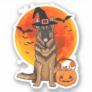 Sticker Chien Halloween Berger allemand Jack Lantern Pumph