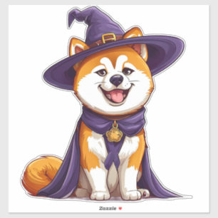 Sticker Chien heureux portant un chapeau de sorcière
