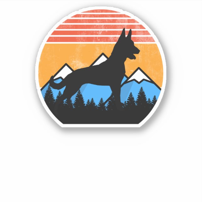 Sticker Chien Hollandais Vintage en détresse Shepherd Mali (Devant)