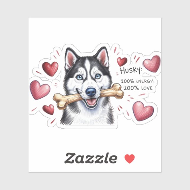 Sticker Chien Husky (Feuille)