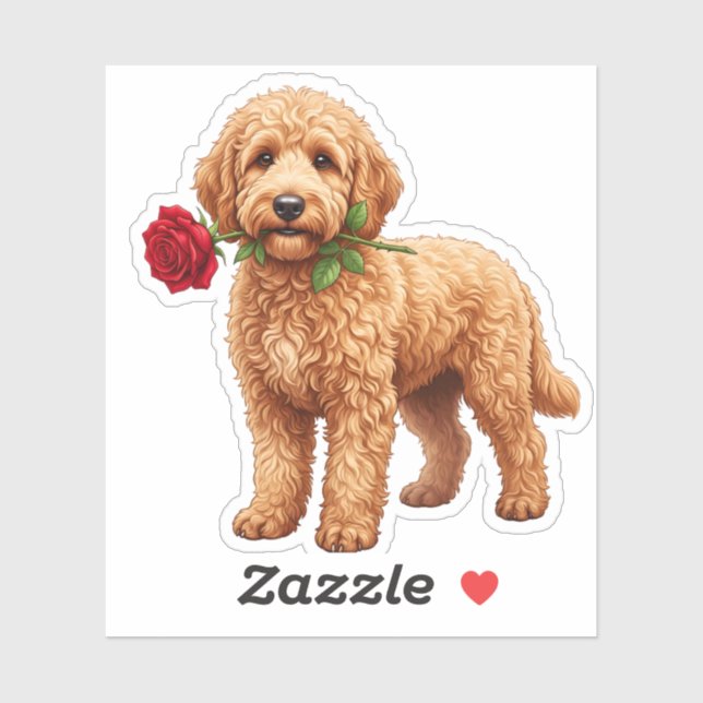 Sticker Chien Labradoodle Mignon (Feuille)
