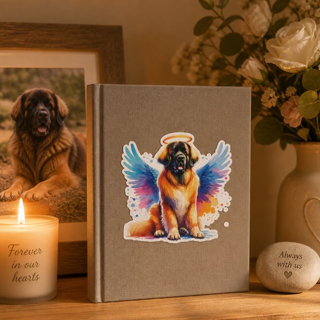 Sticker Chien Léonberg en aquarelle ange (leonberger angel notebook)