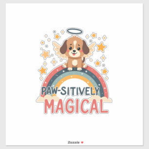 Sticker Chien magique absolument adorable ange vintage arc