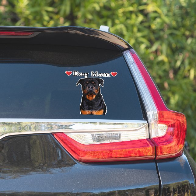 Sticker Chien Maman Cute Coeur Rottweiler Animal Car (Côté voiture)