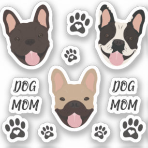 Sticker Chien Maman Français Bulldogs Empreinte de patte