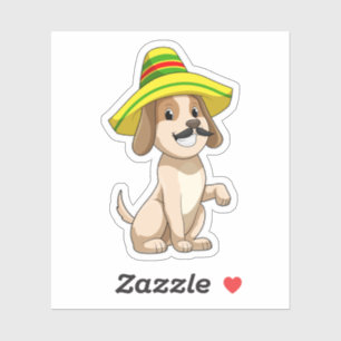 Sticker Chien mexicain avec casquette de paille