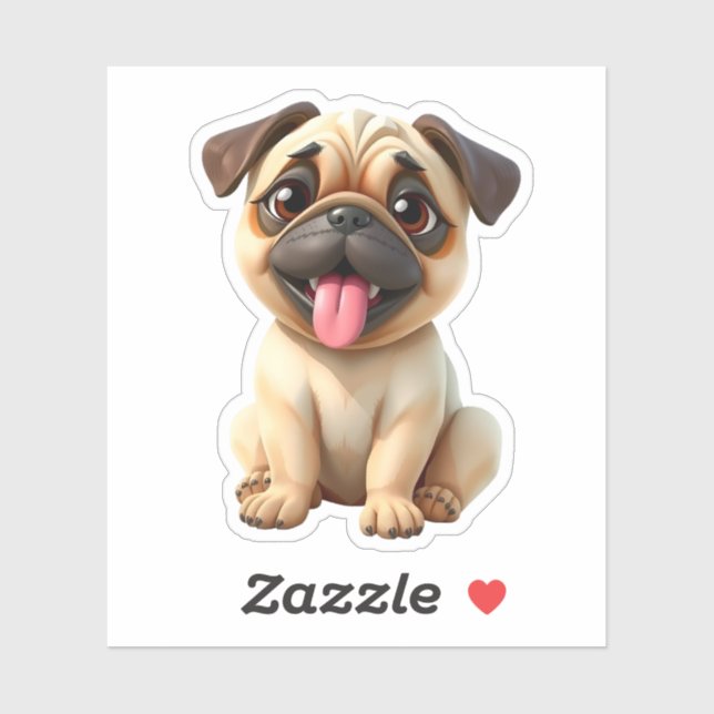 Sticker Chien mignon Carlin (Feuille)