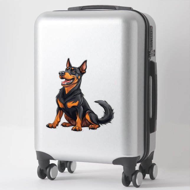 Sticker Chien noir et feu heureux (Sur valise)