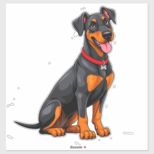 Sticker Chien noir et feu heureux
