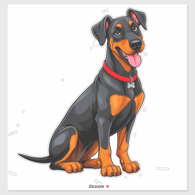 Sticker Chien noir et feu heureux (Feuille)