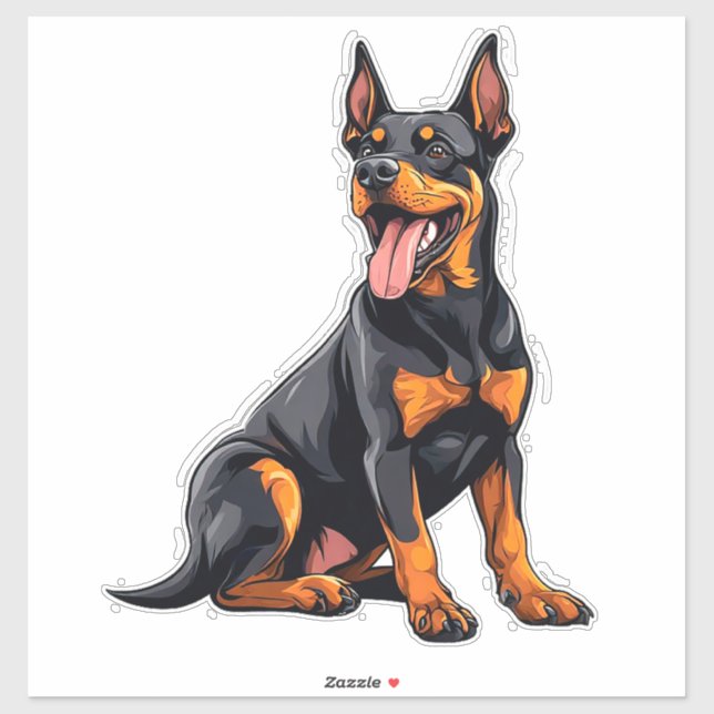 Sticker Chien noir et feu heureux (Feuille)