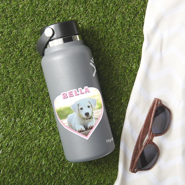 Sticker Chien Nom de la photo Coeur rose Chien Propriétair (HydroFlask Insitu)