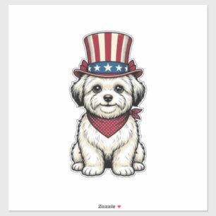 Sticker Chien Patriotique Gravure Vintage Design Vectoriel