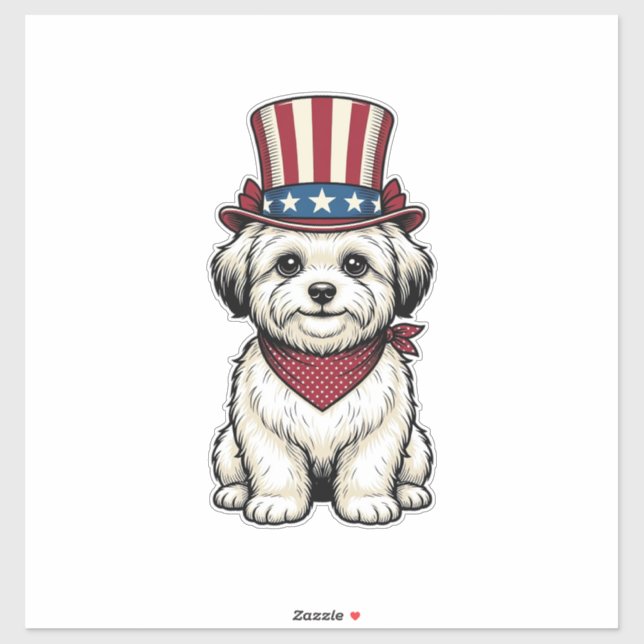 Sticker Chien Patriotique Gravure Vintage Design Vectoriel (Feuille)