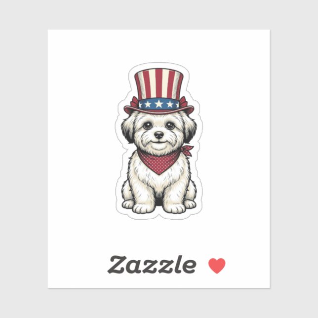 Sticker Chien Patriotique Gravure Vintage Design Vectoriel (Feuille)