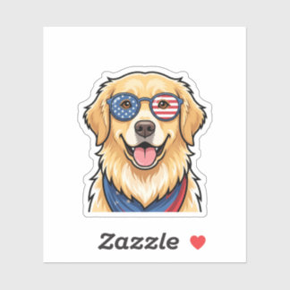 Sticker Chien patriotique Lunettes de soleil drapeau USA 4