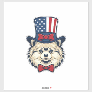 Sticker Chien patriotique tête gravure vintage vecteur con