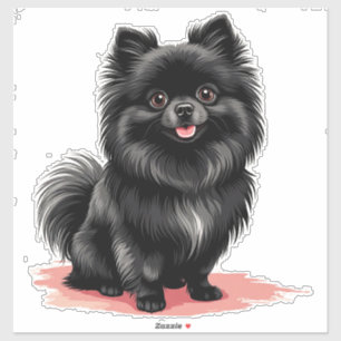 Sticker Chien Pomeranian noir charmant