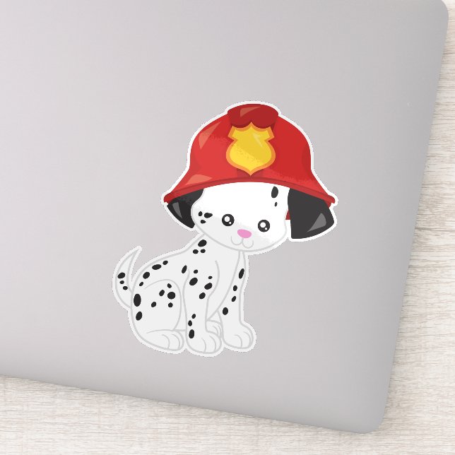 Sticker Chien pompier, Pompier, Dalmatien, Chien mignon (Détail)