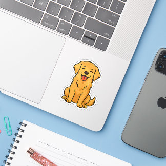 Sticker Chien Retriever doré heureux – Animaux de compagni