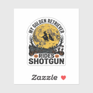 Sticker Chien Retriever Doré Roule en Fusil de Chasse Art