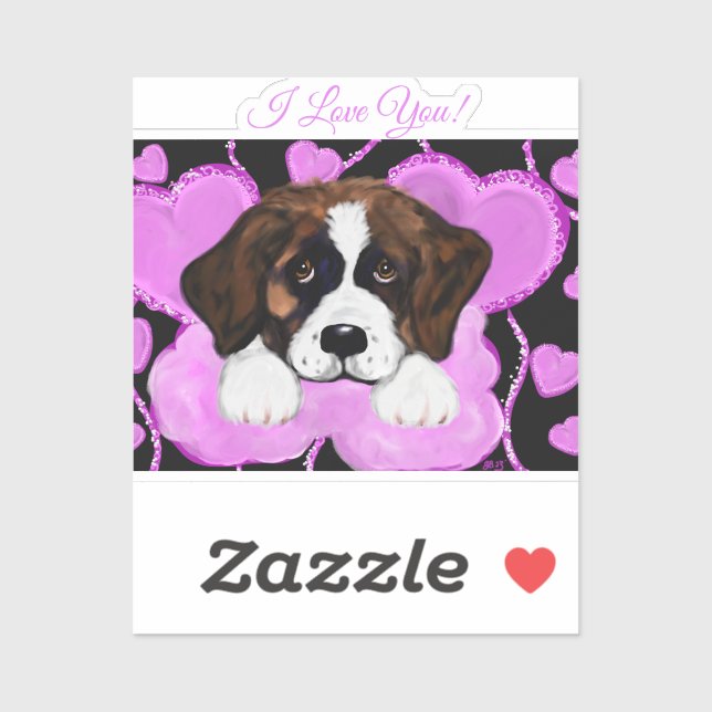 STICKER CHIEN SAINT BERNARD  (Feuille)