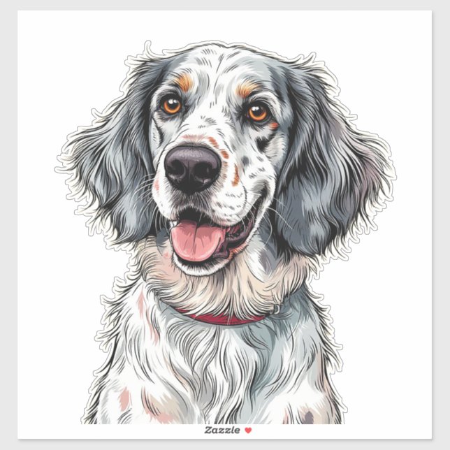 Sticker Chien Setter Anglais Joyeux (Feuille)