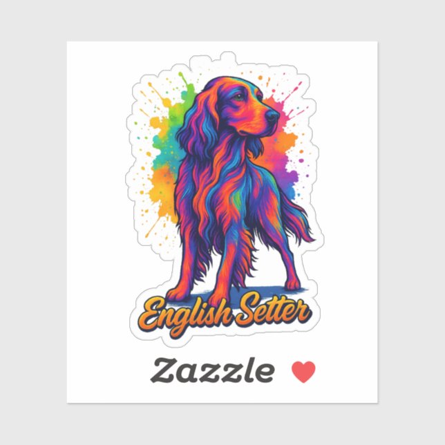 Sticker Chien Setter Anglais Pop Art Vibrant (Feuille)