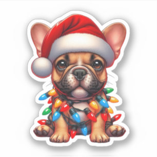 Sticker Chien-taureau français de Noël mignon