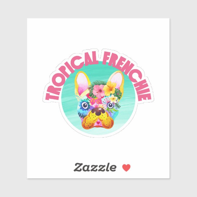Sticker Chien-taureau français tropical, lumineux et color (Feuille)