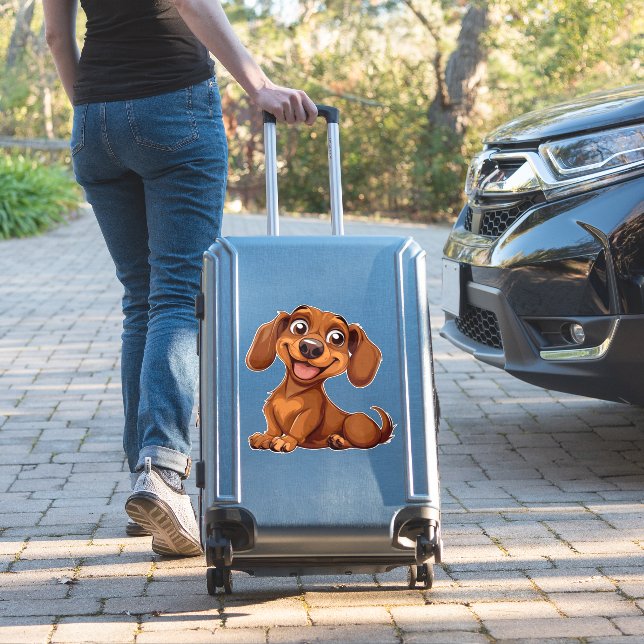 Sticker Chien teckel de dessin animé mignon (Valise Insitu)