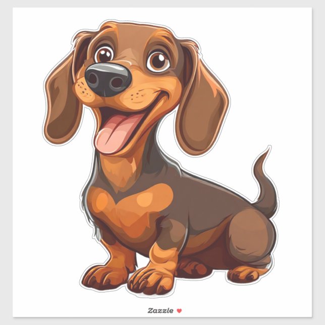 Sticker Chien teckel de dessin animé mignon (Feuille)