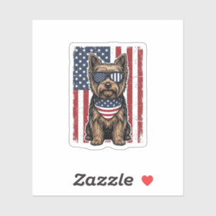 Sticker Chien Terrier Patriotique Drapeau Vintage Design V
