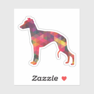 Sticker Chien Whippet Motif géométrique Silhouette Multi
