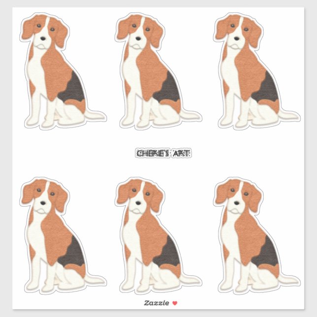 Sticker Chiens Beagles, à l'air mignon (Feuille)