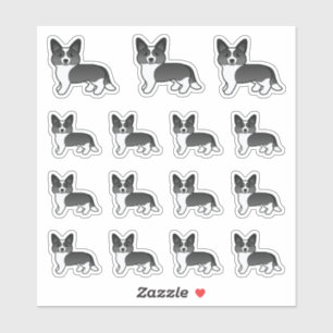 Sticker Chiens Cardigans Gallois En Cardigan Noir Et Blanc