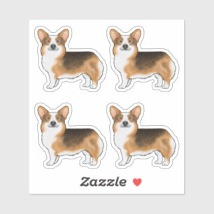 Sticker Chiens caricaturaux de Corgi gallois à tête rouge 